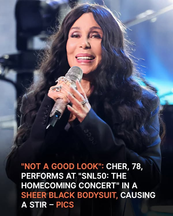 Cher Performs at ‘SNL50: The Homecoming Concert’ in a Sheer Black Bodysuit, Sparking Mixed Reactions – Photos